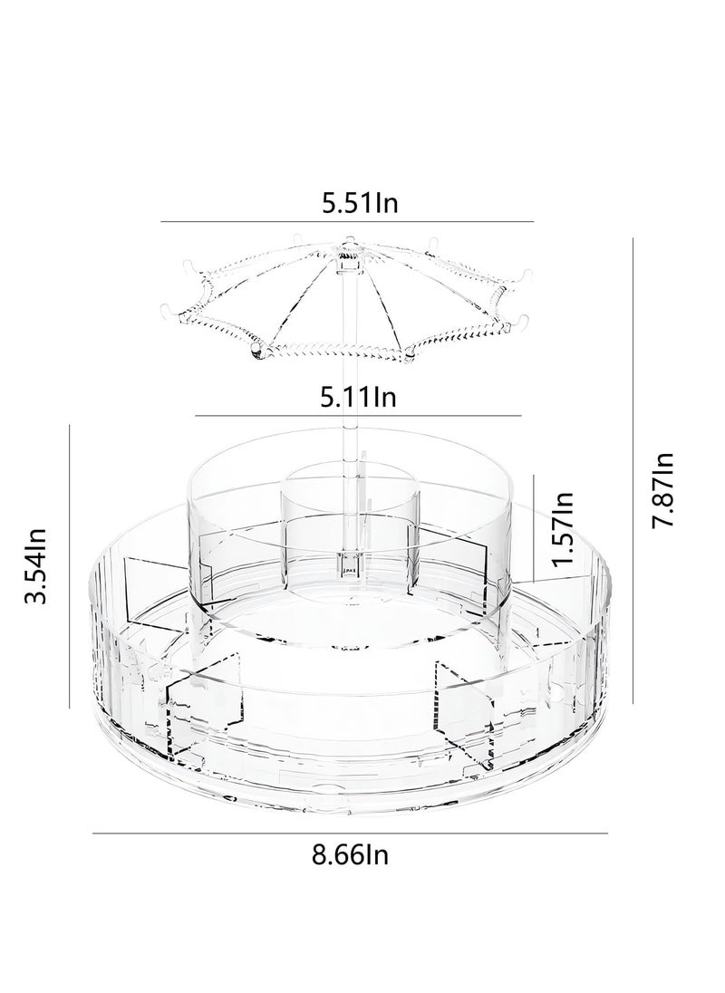 Plan A 360 Degree Rotating Clear Acrylic Makeup Organizer – Large Capacity Cosmetic Display Box for Perfume, Jewelry, Lipstick, Brushes, Lotions, Eye Shadow, Nail Polish – Elegant Countertop Design  - Image 3