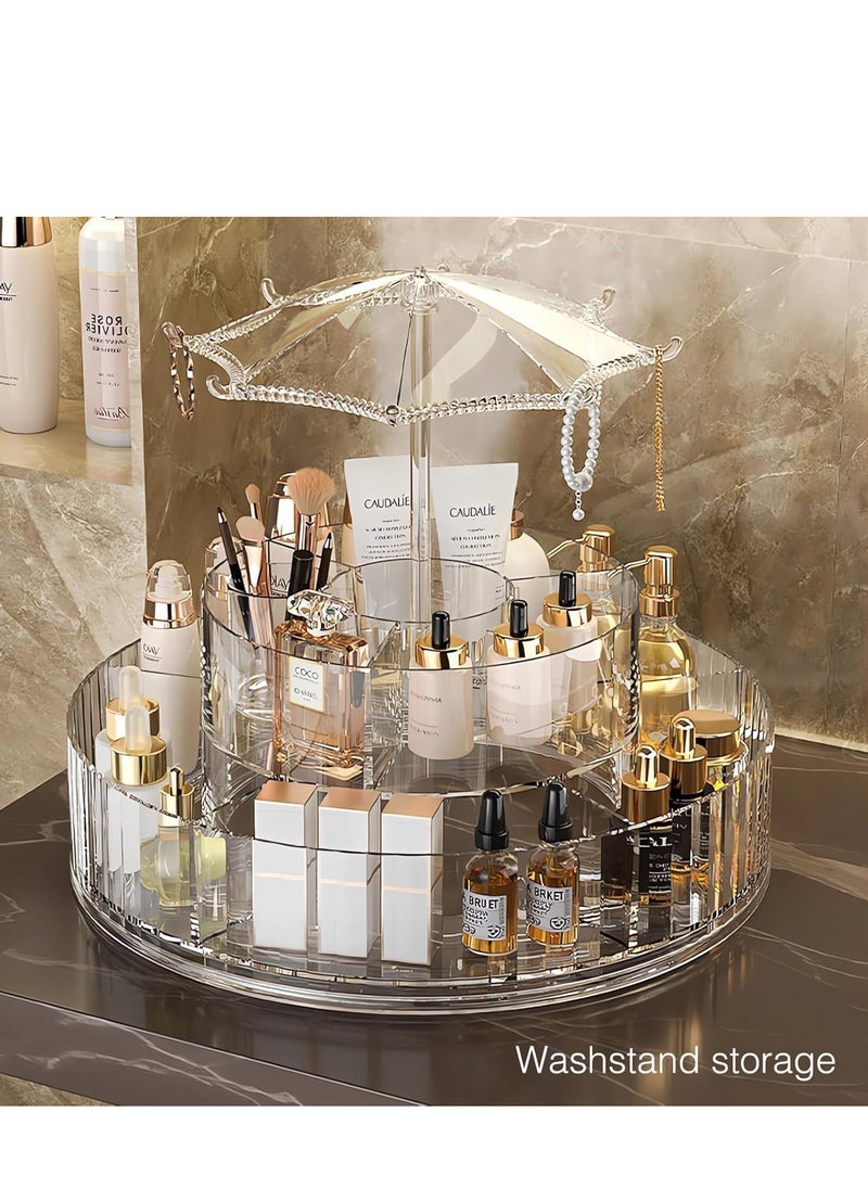 Plan A 360 Degree Rotating Clear Acrylic Makeup Organizer – Large Capacity Cosmetic Display Box for Perfume, Jewelry, Lipstick, Brushes, Lotions, Eye Shadow, Nail Polish – Elegant Countertop Design  - Image 4