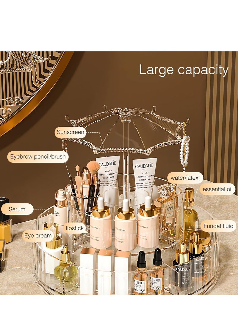 Plan A 360 Degree Rotating Clear Acrylic Makeup Organizer – Large Capacity Cosmetic Display Box for Perfume, Jewelry, Lipstick, Brushes, Lotions, Eye Shadow, Nail Polish – Elegant Countertop Design  - Image 5