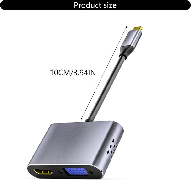 Integrated USB Create Center with VGA Output Aluminum Mixture Transportable Link for Laptop Phone Charging and Multiple Screen Display Multiple Display USB Create Link - Image 3