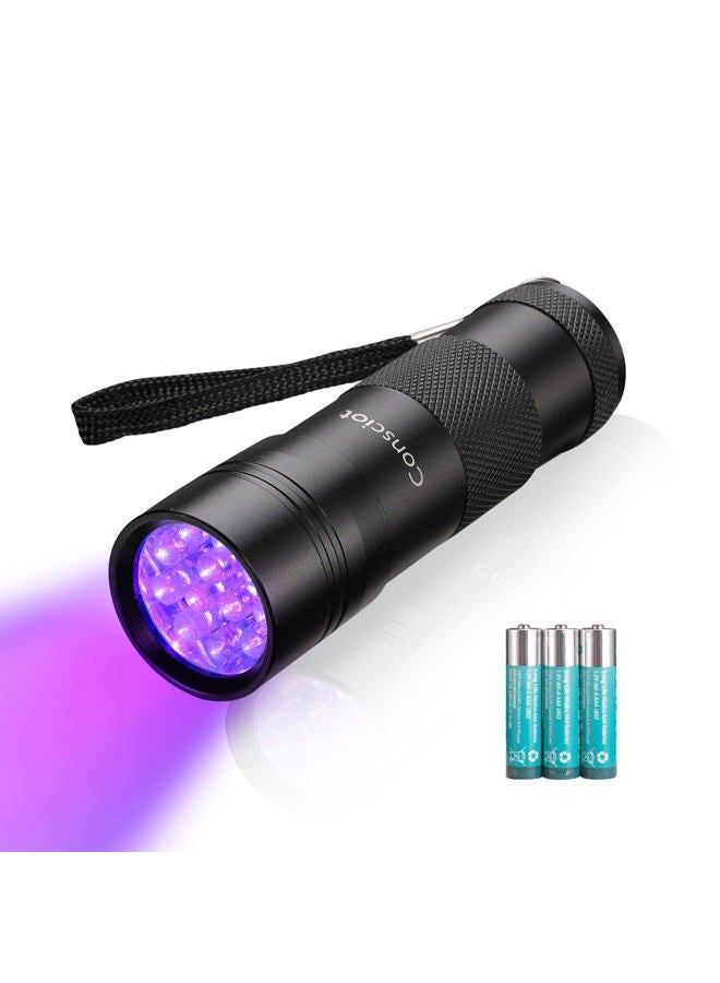 Consciot UV Flashlight Black Light, 12 LED 395nm Ultraviolet Blacklight, Portable Mini Torch Light Pet Urine Detector for Dog/Cat Urine, Dry Stains, Bed Bug, Matching with Pet Odor Eliminator - Image 1