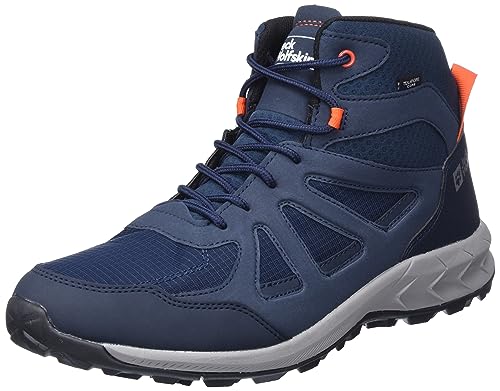 Jack Wolfskin Men's Woodland 2 Texapore Mid M Hiking Shoe, Dark Blue/Red, 8.5 - Image 1