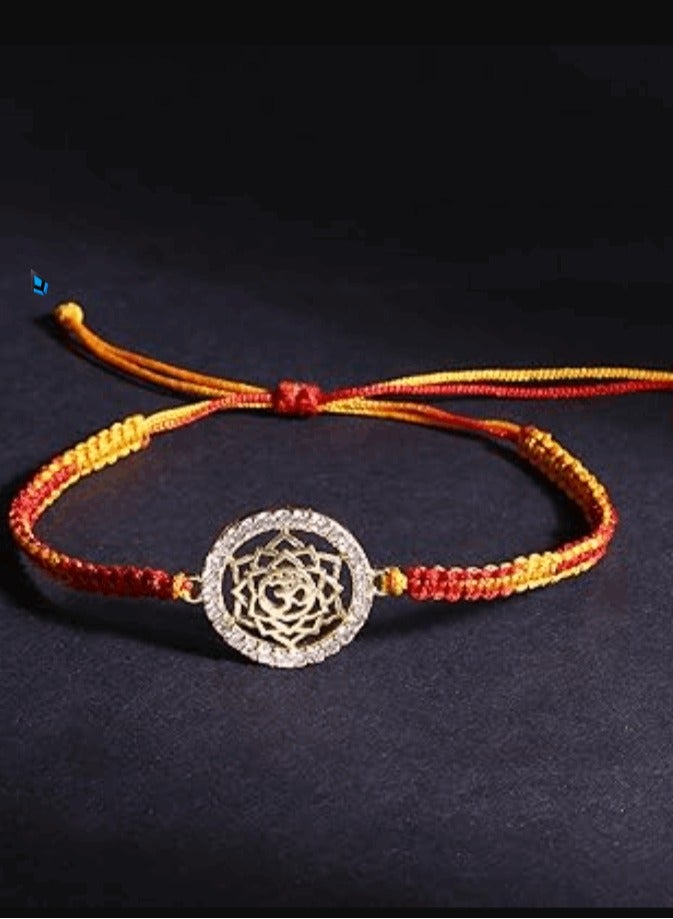 MINUTIAE Rakhi Gift for Brother with Gold Plated OM  Religious & Designer Rakhi Bracelet for Raksha Bandhan/Rakshabandhan Promotes Positive Energy on Chanting
