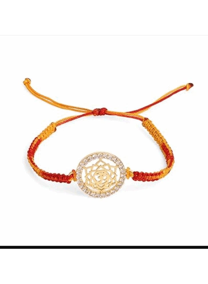MINUTIAE Rakhi Gift for Brother with Gold Plated OM  Religious & Designer Rakhi Bracelet for Raksha Bandhan/Rakshabandhan Promotes Positive Energy on Chanting