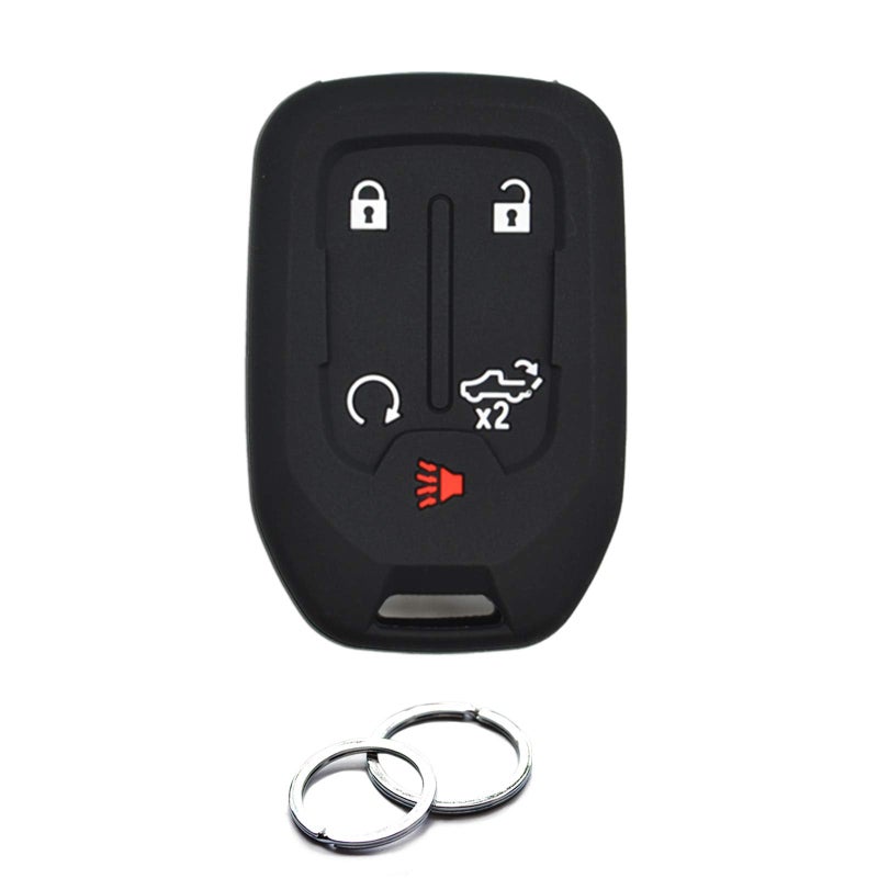 INFIPAR 1PCS Compatible with Chevy Chevrolet Silverado GMC Sierra 1500 2500 HD 3500 HD Silicone Smart Key Fob Cover Case Protector Truck Accessories Fob Holder (5-Button, Black) - Image 1