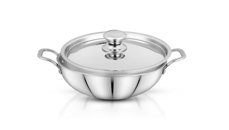 Pigeon Trinity Triply 5 Pc Stainless Steel Cookware Set - Kadai 2.1 LTR with Lid | Fry Pan 1.2Ltr | Saucepan 1.7Ltr with Lid |Induction & Gas Stove Compatible | ISI Certified. - Image 2