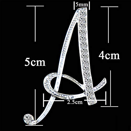 ETHOON Letter Brooch Pins Initial Rhinestone Brooch for Women Crafts Silvery A - Image 4