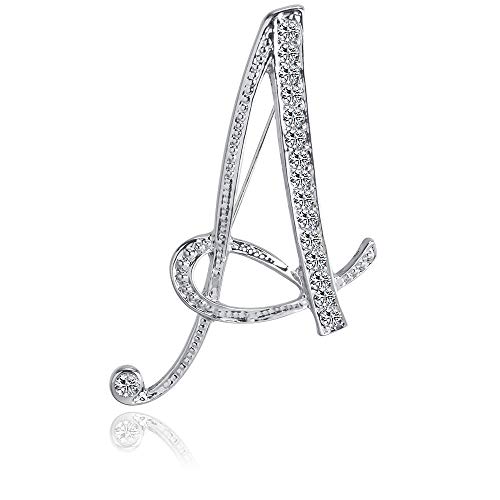 ETHOON Letter Brooch Pins Initial Rhinestone Brooch for Women Crafts Silvery A - Image 1
