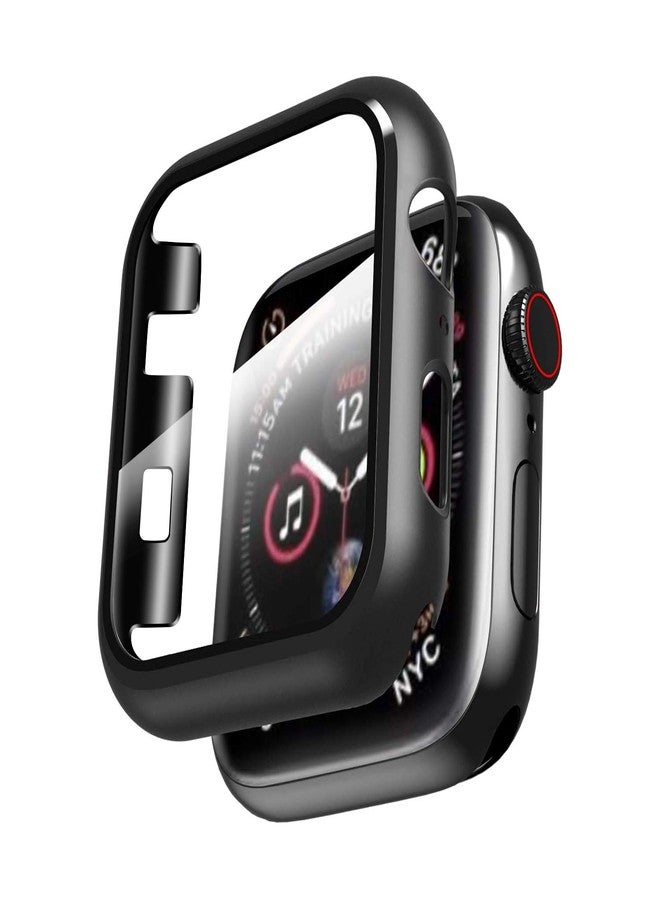 Smiling Case Compatible with Apple Watch Series 3 & Series 2 38mm with Built in Tempered Glass Screen Protector- All Around Hard PC Case Overall Protective Cover - Black - Image 1