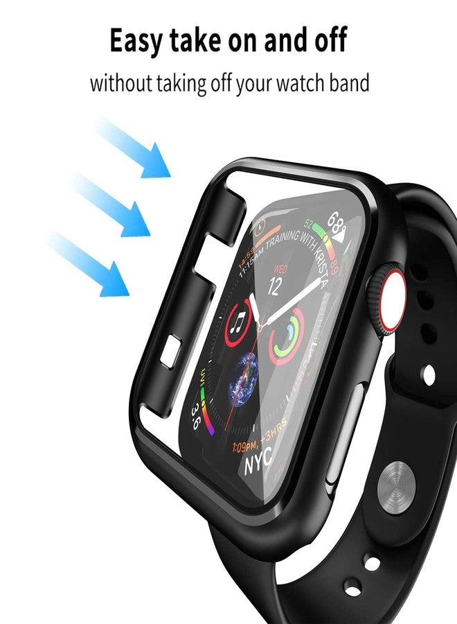 Smiling Case Compatible with Apple Watch Series 3 & Series 2 38mm with Built in Tempered Glass Screen Protector- All Around Hard PC Case Overall Protective Cover - Black - Image 3