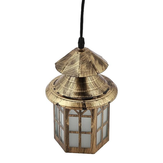 GreyWings Jharokha Metal Antique Hanging Ceiling Pendant Light Lamp (Color Copper Antique) Pack of 1 - Image 5