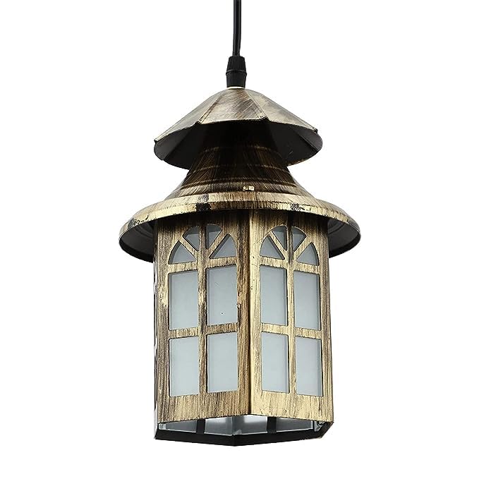 GreyWings Jharokha Metal Antique Hanging Ceiling Pendant Light Lamp (Color Copper Antique) Pack of 1 - Image 4
