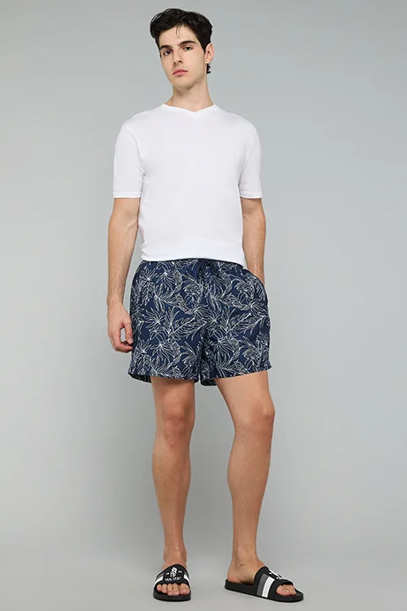 R&B Patterned Swim Shorts with Drawstring Waist