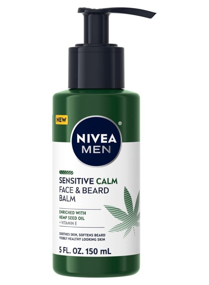 Nivea NIVEA MEN Sensitive Calm Face and Beard Balm, Beard Moisturizer, Face Moisturizer for Men, 5 Fl Oz Pump Bottle  - Image 1