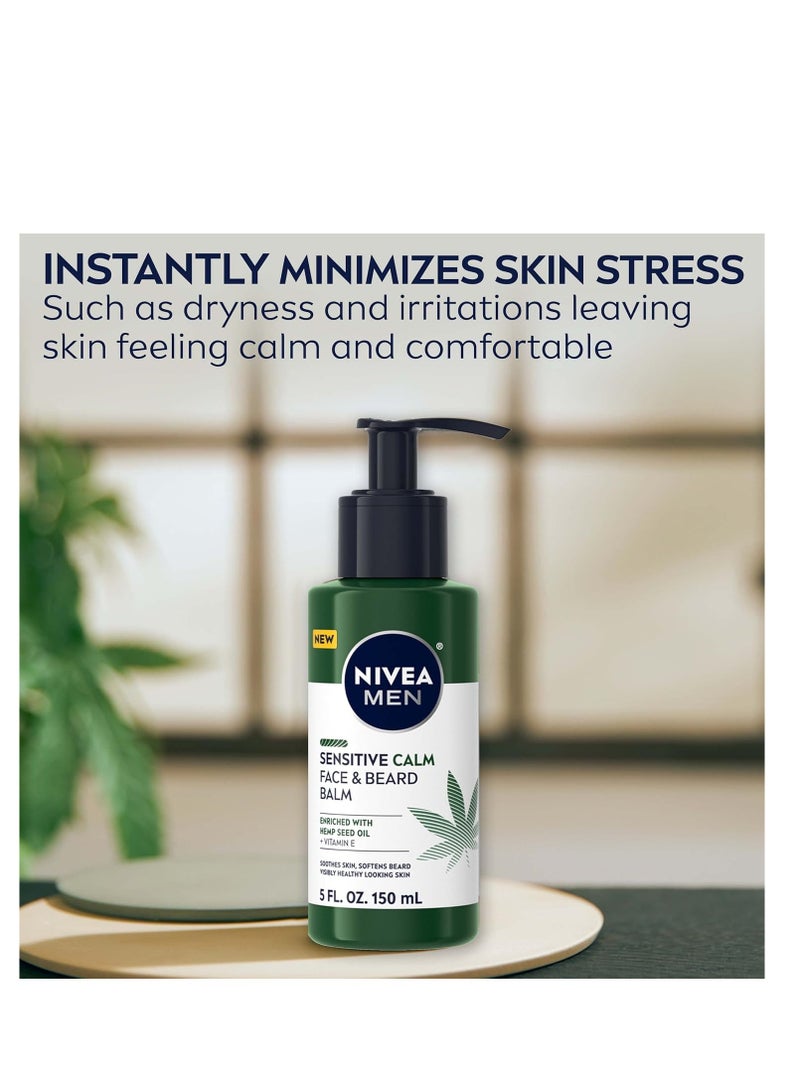 Nivea NIVEA MEN Sensitive Calm Face and Beard Balm, Beard Moisturizer, Face Moisturizer for Men, 5 Fl Oz Pump Bottle  - Image 3