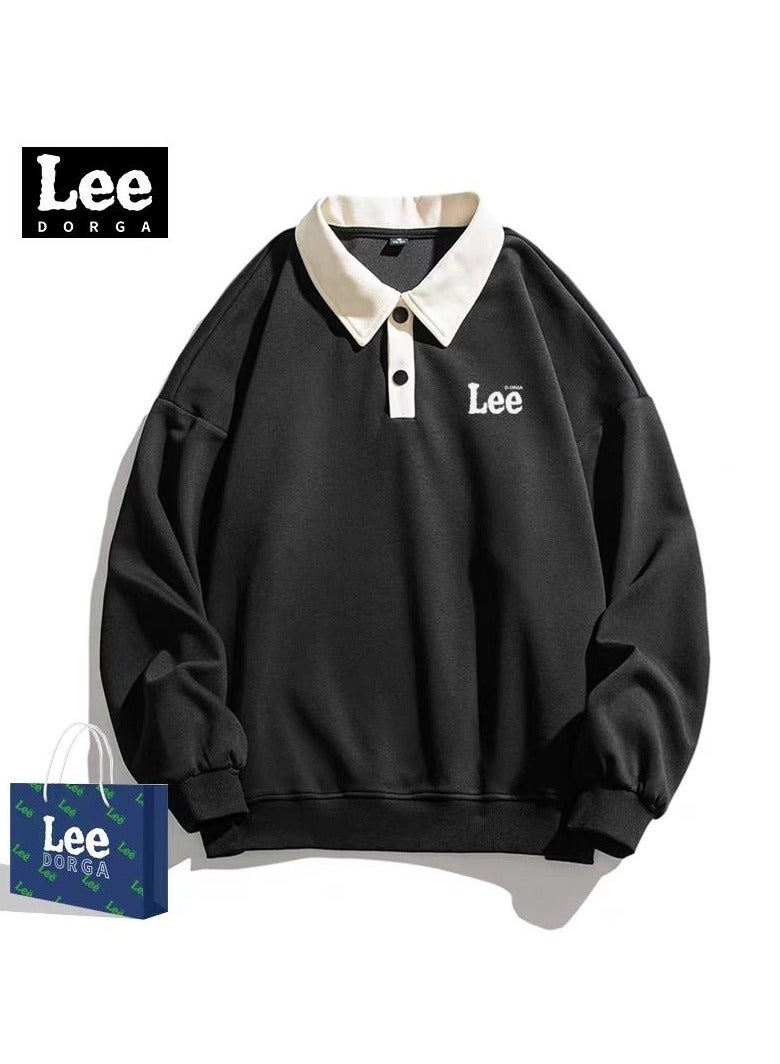 LEE New Loose Casual Long Sleeved Polo Shirt With Contrasting Colors  - Image 1