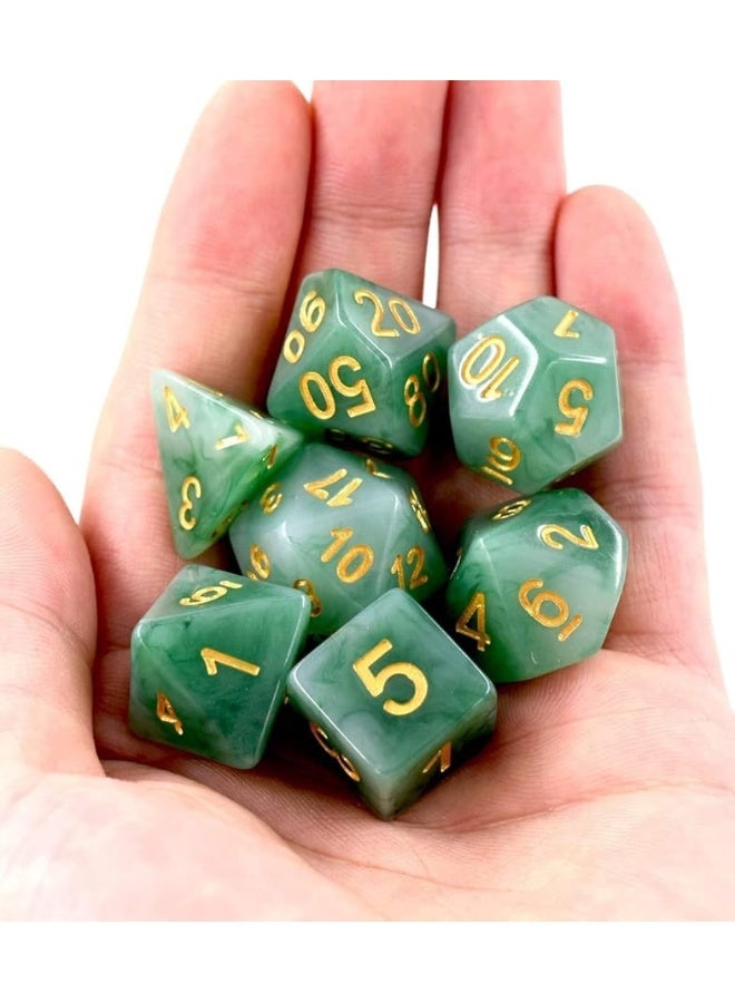 HDdais Polyhedral DND Dice Sets, 7-Die Green D&D Dice for Dungeons and Dragons Pathfinder RPG MTG Table Gaming Dice,Jade Dice (Green) - Image 2