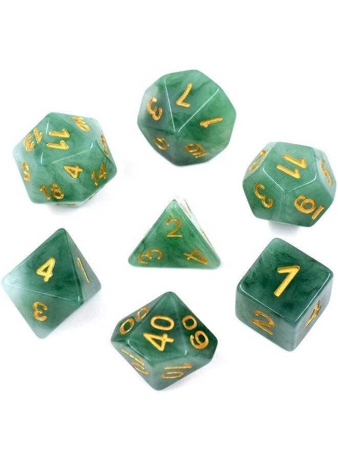 HDdais Polyhedral DND Dice Sets, 7-Die Green D&D Dice for Dungeons and Dragons Pathfinder RPG MTG Table Gaming Dice,Jade Dice (Green) - Image 1