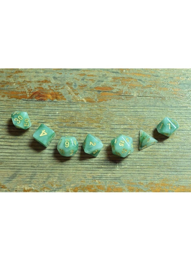HDdais Polyhedral DND Dice Sets, 7-Die Green D&D Dice for Dungeons and Dragons Pathfinder RPG MTG Table Gaming Dice,Jade Dice (Green) - Image 4