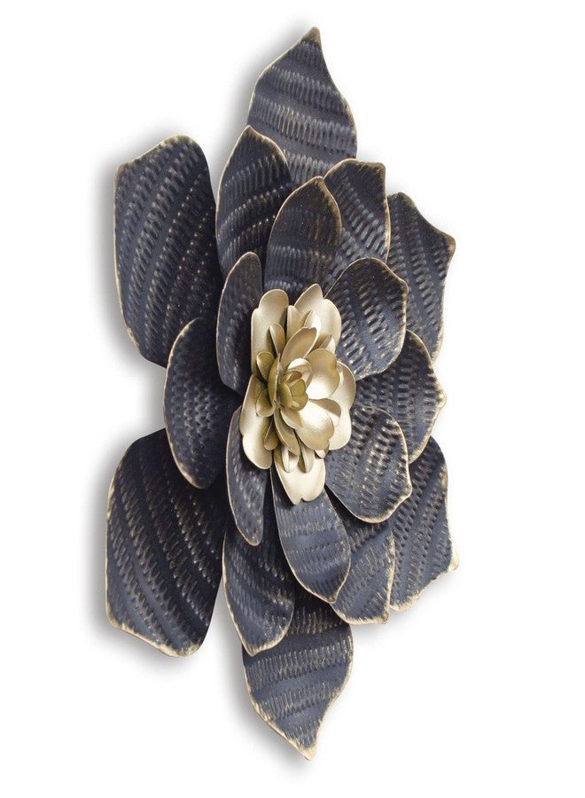 Decointo Metal Flowers Wall Sculptures - 9.5 Inches Black Floral Wall Decoration 3D Layered Flowers Wall Decor Art for Bathroom, Bedroom, Living Room, Kitchen - Image 2