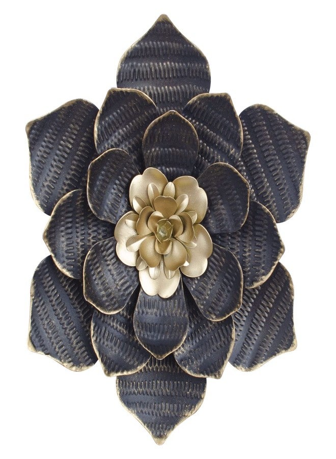 Decointo Metal Flowers Wall Sculptures - 9.5 Inches Black Floral Wall Decoration 3D Layered Flowers Wall Decor Art for Bathroom, Bedroom, Living Room, Kitchen - Image 1