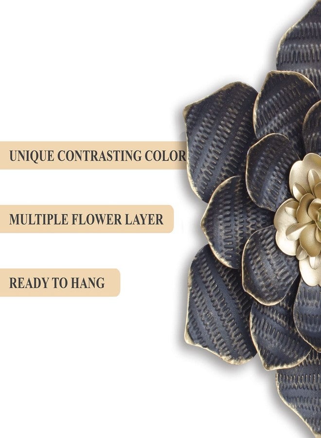Decointo Metal Flowers Wall Sculptures - 9.5 Inches Black Floral Wall Decoration 3D Layered Flowers Wall Decor Art for Bathroom, Bedroom, Living Room, Kitchen - Image 5