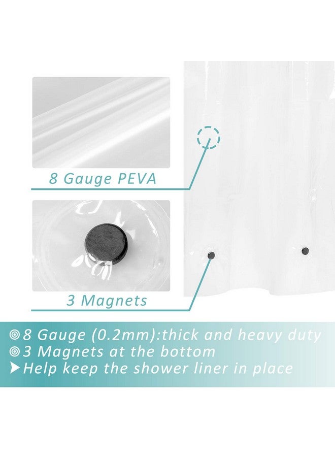 Mrs Awesome Mrs Awesome 36x78 Small Stall Shower Curtain Liner with 3 Magnets Clear PEVA 8G Thick & Heavy Duty, Waterproof, Narrow Stall Size 36 x 78 inches, Clear  - Image 2