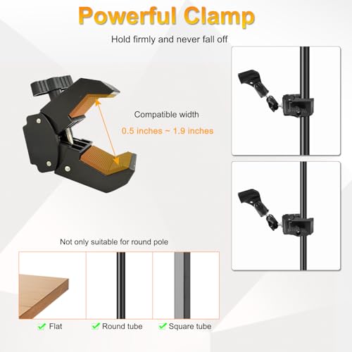 Khazylorr Mic Crab Clamp Microphone Mount, Desk Pipe Pole Clamp Mic Mount with Dual Ball Head Adjustment 1/4" to 5/8" Thread, Fits Mic Stand, Drum Stand, Desktop Shelf - Image 3