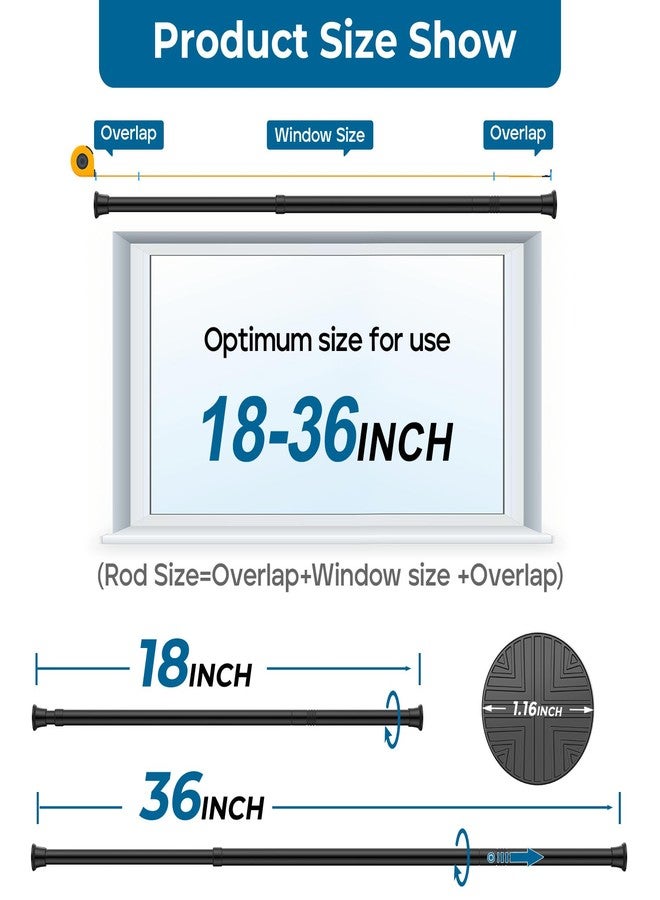 AIZESI Adjustable Tension Rod - 18-36 inch, Black, No Drilling, Small, Expandable - Image 2