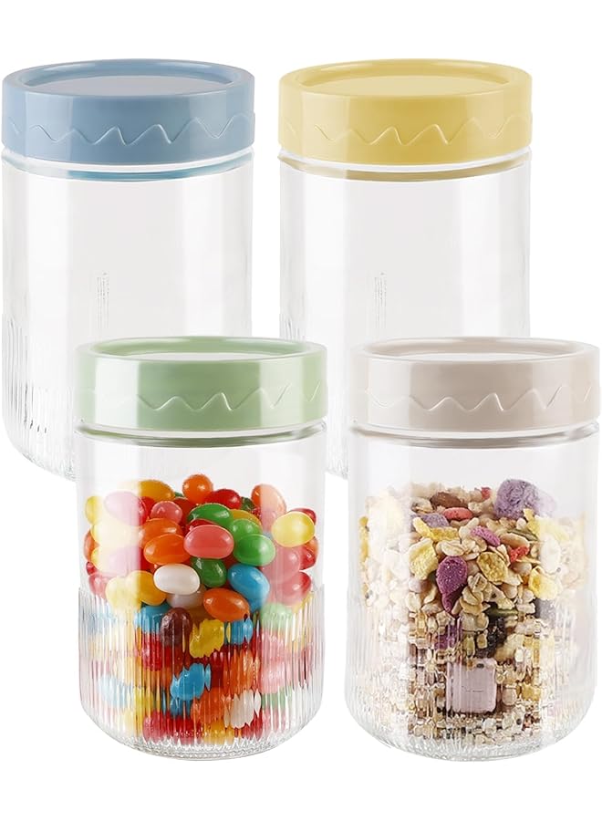 إكسفور برطمانات زجاجية ماسون سعة 16 أونصة مع أغطية، عبوة من 4 عبوات من حاويات الشوفان واسعة الفم للاستخدام طوال الليل، برطمانات تخزين محكمة الغلق بسعة كبيرة، مثالية للحليب والسلطة والوجبات الخفيفة والحبوب ودقيق الشوفان وتحضير الوجبات - Image 1