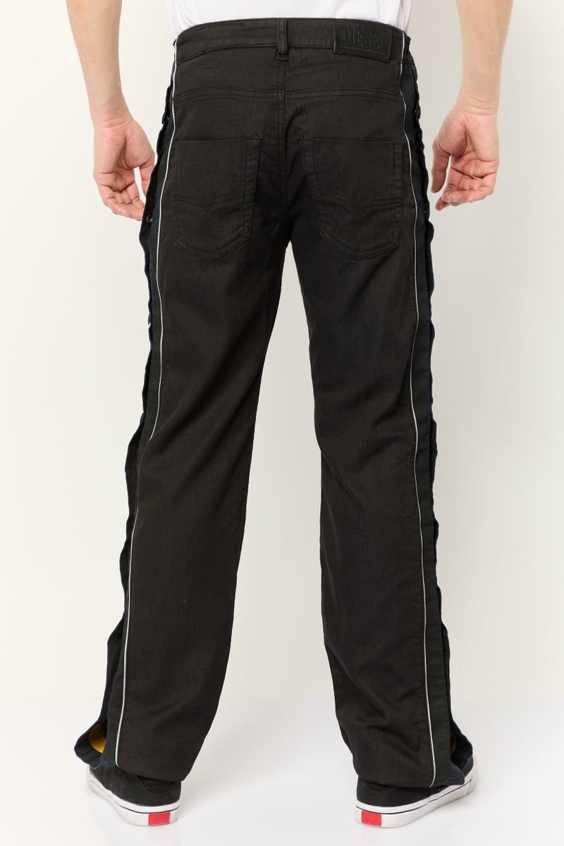 DIESEL Men Regular Fit Solid Straight Leg Pants,  Black - Image 4