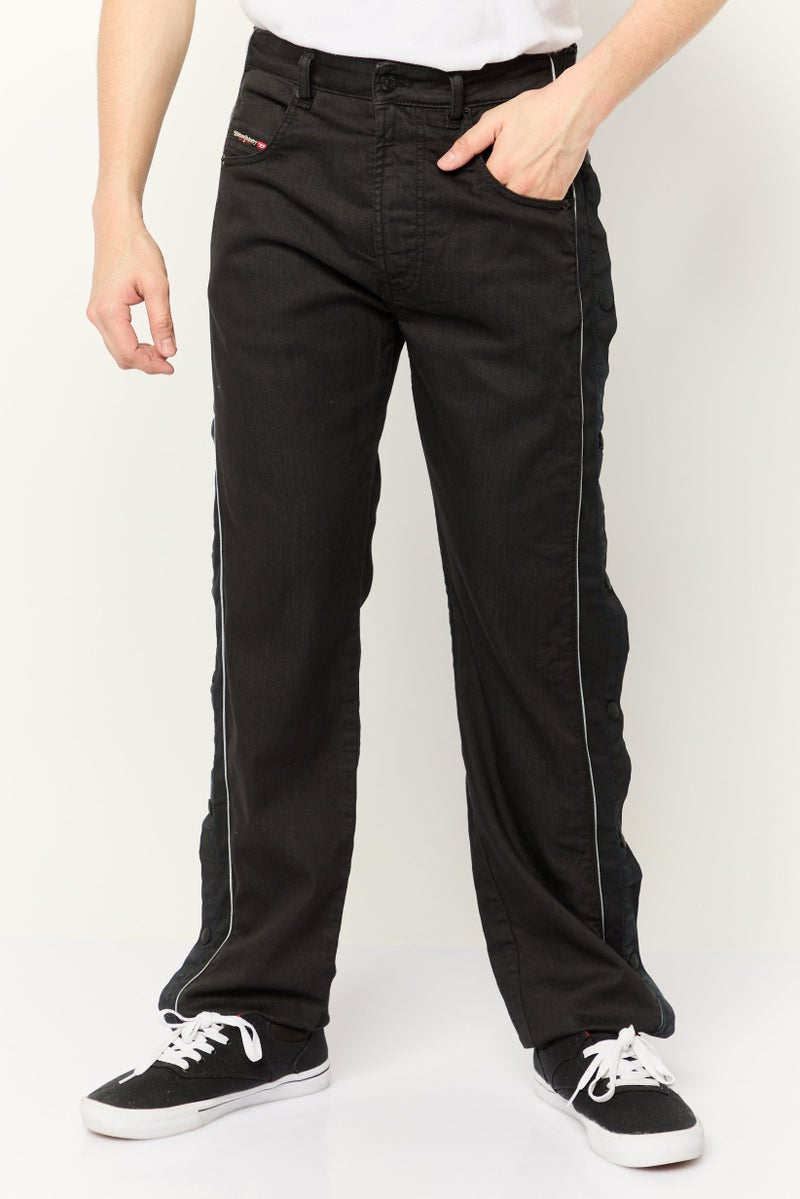 DIESEL Men Regular Fit Solid Straight Leg Pants,  Black - Image 1