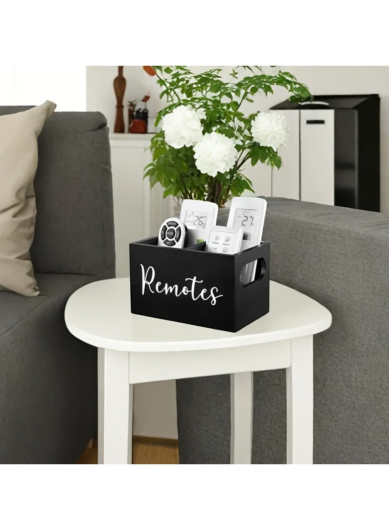 Arabest 1 Wooden Remote Control Storage Box with 2 Compartments, Stationery Storage Box, Glasses, Watch Storage Rack, Household Storage Rack for Living Room, Kitchen, Bedroom, Bathroom, Office, Desk, Shelf Baskets - Image 2