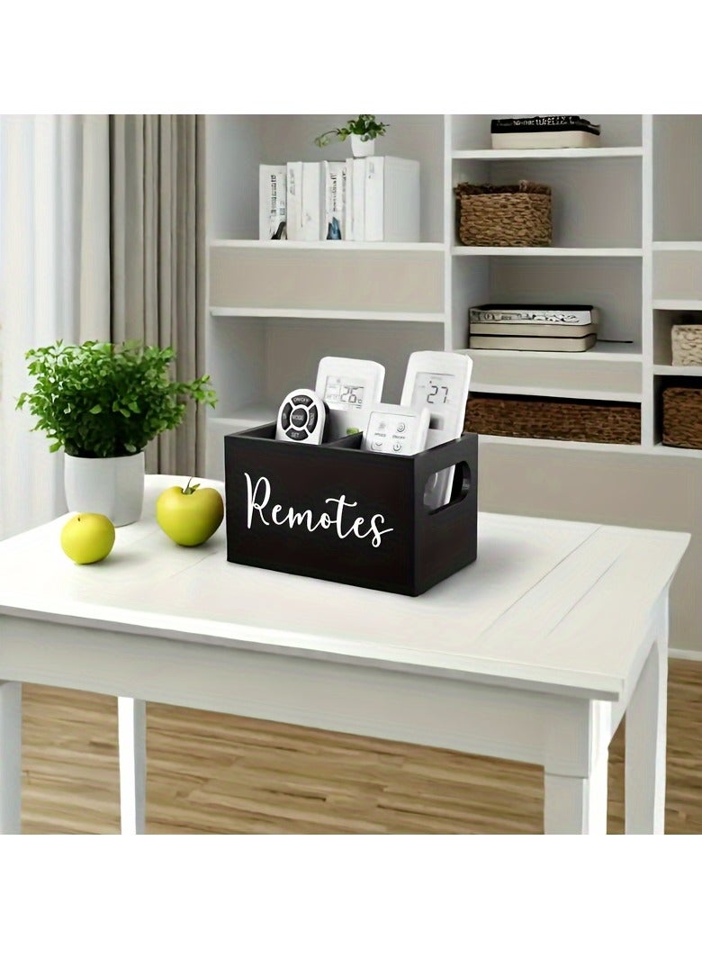 Arabest 1 Wooden Remote Control Storage Box with 2 Compartments, Stationery Storage Box, Glasses, Watch Storage Rack, Household Storage Rack for Living Room, Kitchen, Bedroom, Bathroom, Office, Desk, Shelf Baskets - Image 3