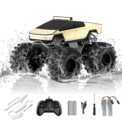 Dafotil Remote Control Car for Boys 118 Monster Trucks Toys Amphibious RC Cars 24 GHz Waterproof RC Trucks 4WD All Terrain OffRoad Pickup Kids Toys for 612 Year Old Boys Girls Christmas Birthday Gifts - Image 1