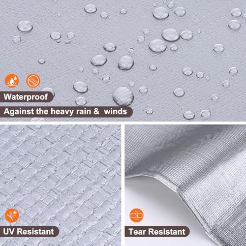 Patiobay Large Tarp 8x10FT, 16 Mil Heavy Duty Waterproof with Grommets Every 23.6", 420D Thick Plastic, UV Resistant Tear & Fade Resistant, Reinforced Edges for Outdoor Pool Camp Tent - Image 3