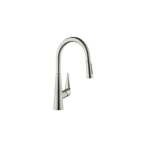 hansgrohe Talis S Stainless Steel High Arc Kitchen Faucet Kitchen Faucets with Pull Down Sprayer Faucet for Kitchen Sink Magnetic Docking Spray Head Stainless Steel Optic 72813801