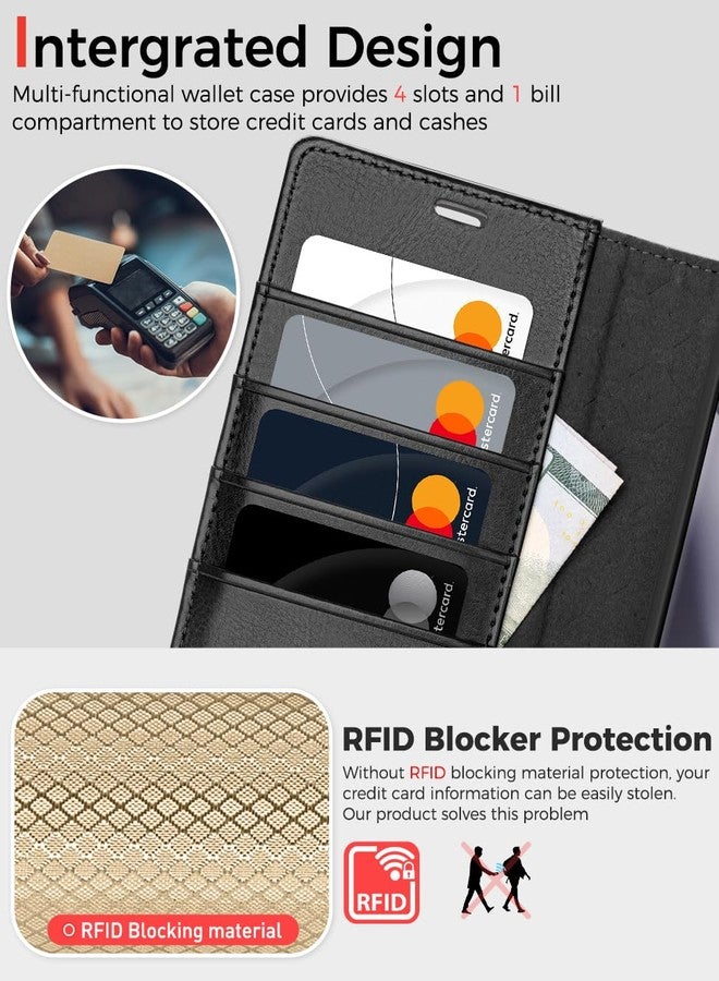 OCASE for Samsung Galaxy S24 Ultra Detachable Case, Magnetic Removable 2 in 1 Flip PU Leather Wallet Case with[Card Holder][Kickstand][RFID Blocking] Shockproof Phone Cover for Galaxy S24 Ultra, Black - Image 5