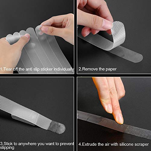 KPNG Bathtub Stickers Non-Slip,Safety Shower Treads Strips,Gritty Textured Slip-Resistant Treads,Bathroom Tubs Showers Strips Anti Skid Tape Mat for Shower,Tub,Steps (Clear) (Pack of 15, White) - Image 4