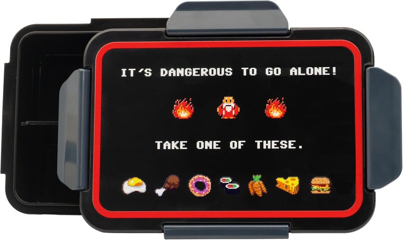 getDigital Its Dangerous to go Alone Lunchbox  Bento Box with up to 4 Customizable Compartments for Retro Video Gaming and Arcade Fans  Black Plastik Dishwasher  Microwave safe - Image 1