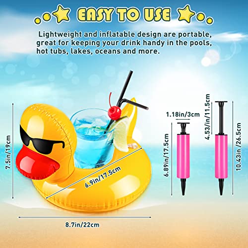 Deekin 50 Pcs Inflatable Duck Drink Floats Reusable Cute Pool Drink Holders Set Lightweight Inflatable Float Cup Coasters with a Pump for Summer Pool Party Hot Tubs Lakes Oceans for Adults - Image 5