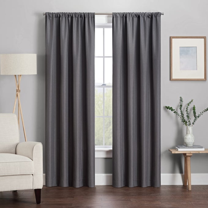KENDALL MODERN BLACKOUT THERMAL ROD POCKET WINDOW CURTAIN FOR BEDROOM OR LIVING ROOM 1 PANEL 42 X 63 CHARCOAL