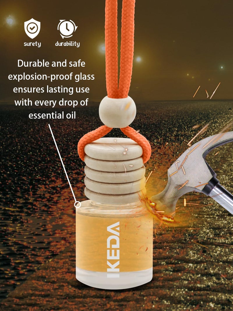 Ikeda Car Air Freshener: Hanging Car Smell Air Freshener | 10ml Hanging Car Perfume | Long Lasting Fragrance | Strong Scents Diffuser for Auto Home (Orange|Circular) - Image 4