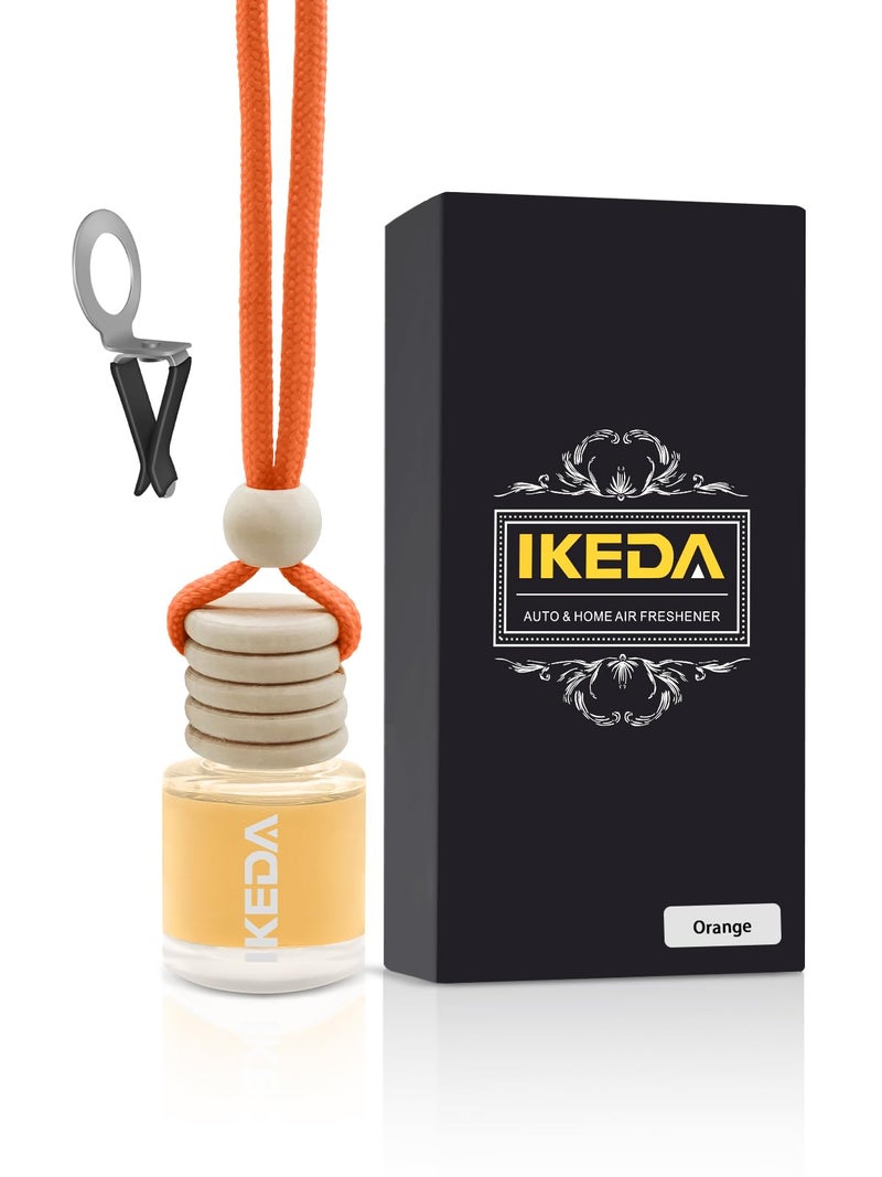Ikeda Car Air Freshener: Hanging Car Smell Air Freshener | 10ml Hanging Car Perfume | Long Lasting Fragrance | Strong Scents Diffuser for Auto Home (Orange|Circular) - Image 1