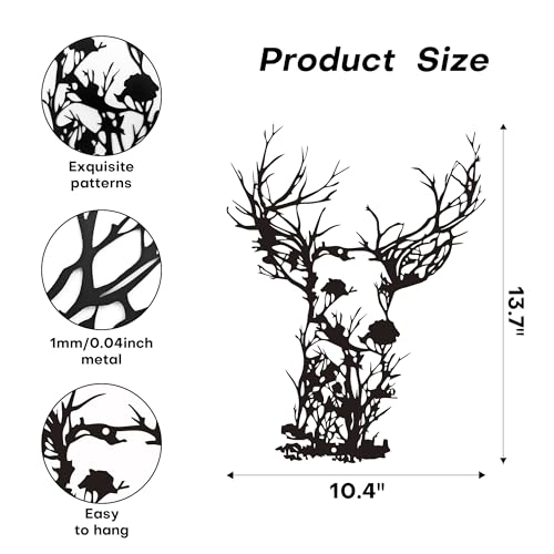 Xedatric Deer Head Metal Wall ArtRustic Wildlife Hunting Lodge Decor Farmhouse IndoorOutdoor Metal Sculpture for Living Room Cabin Patio - Image 3
