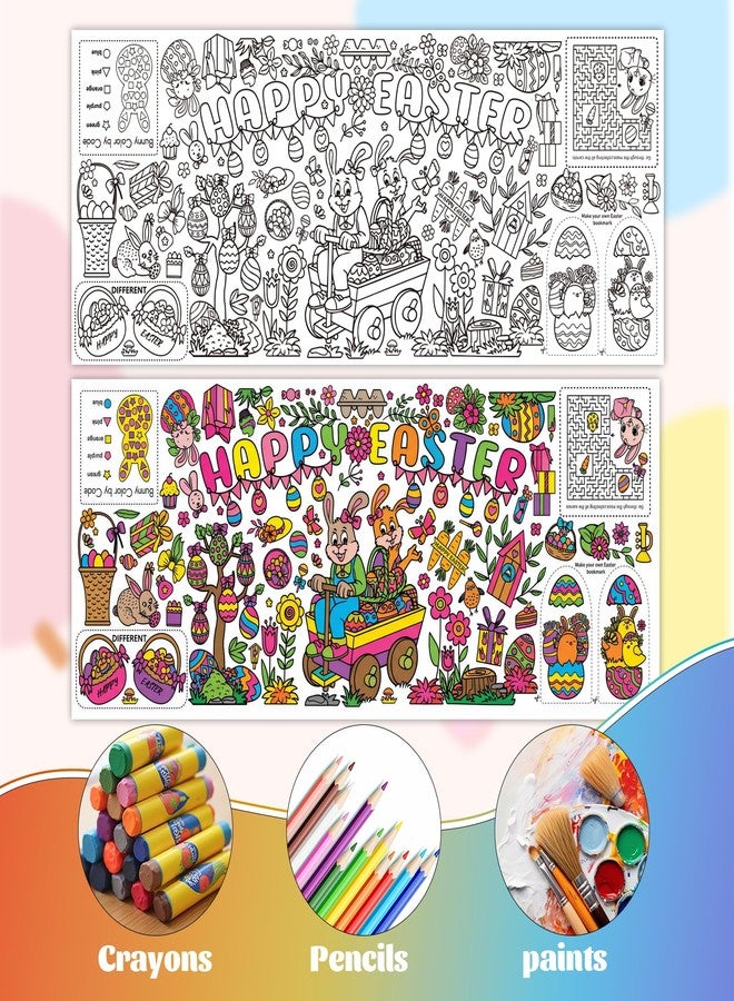 Zharkoo Easter Coloring Tablecloth for Kids, 31 x 72in Giant Happy Easter Bunny Coloring Poster, Paper Craft Coloring Table Cover for Easter Party, Classroom Activity Color-in Tablecloth, Holiday Decorations - Image 3