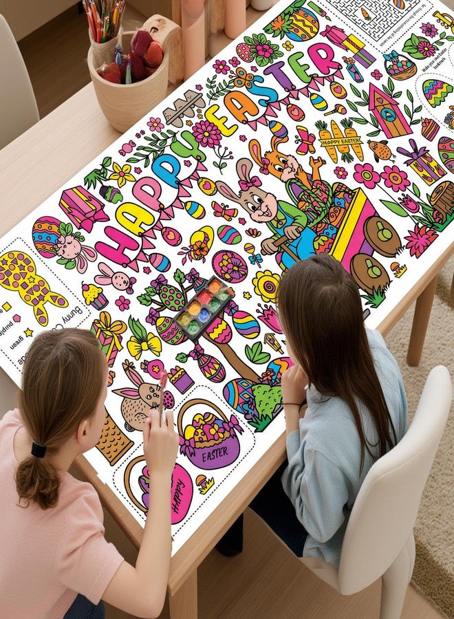 Zharkoo Easter Coloring Tablecloth for Kids, 31 x 72in Giant Happy Easter Bunny Coloring Poster, Paper Craft Coloring Table Cover for Easter Party, Classroom Activity Color-in Tablecloth, Holiday Decorations - Image 4