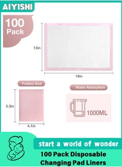 100 Pack Disposable Changing Pad Liners, 33x45cm Baby Changing Pads, Ultra Soft Super Absorbent Waterproof Mat (Pink) - pzsku/ZCC762628C7B957D5CDB9Z/45/_/1738506033/780b4fd4-d1e0-46a5-89c6-74f4e4696c82