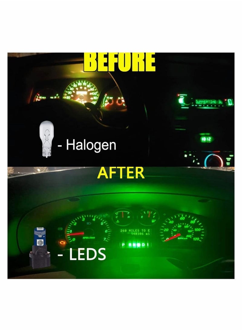 Y&D - 20 Pack Replacement Led Bulb Dash Lights 3SMD Super Bright T5 2721 37 286 Wedge PC74 Twist Socket Automotive Instrument Panel Gauge Light Kits Cluster Shift Indicator Interior Bulbs - Image 1