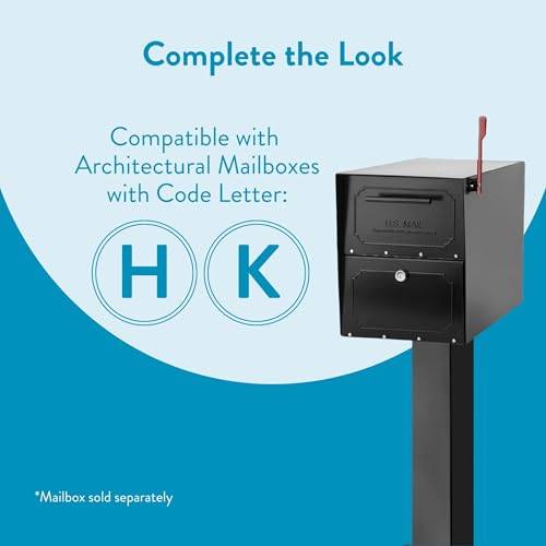 Architectural Mailboxes Oasis 28" H Pedestal Galvanized Steel Mailbox Post, Compatibility Code H, K, 5106B, Black - Image 4
